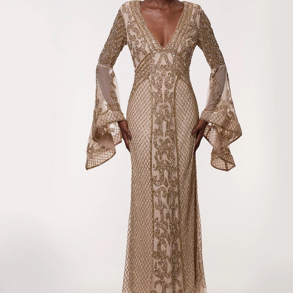 Karen Millen Gold Long Sleeve Dress